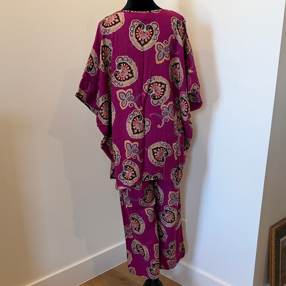 Natori Women's Floral Print Lounge Wear Top/Pants - Purple (Large) - Picture 5 of 15